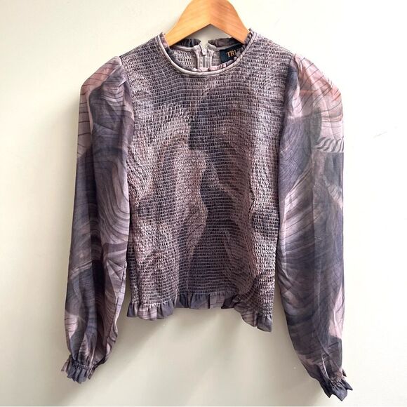TRUTH swirl patterned Long Sleeve Top XS - Picture 2 of 6